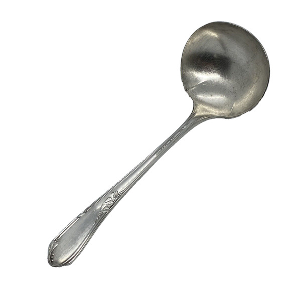 Vintage 1936 WM A Rogers 7" Gravy Ladle Silver Plate Meadbrook Heather Pattern - Picture 4 of 12